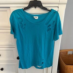 BiBi Turquoise Distressed Short Sleeve Tee